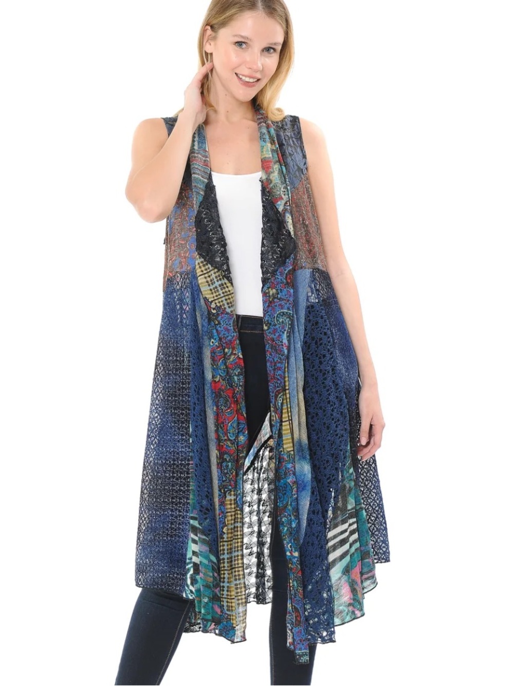Dor Dor Couture mixed media patchwork duster Large boho arty eclectic